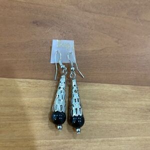 Silver and black earrings